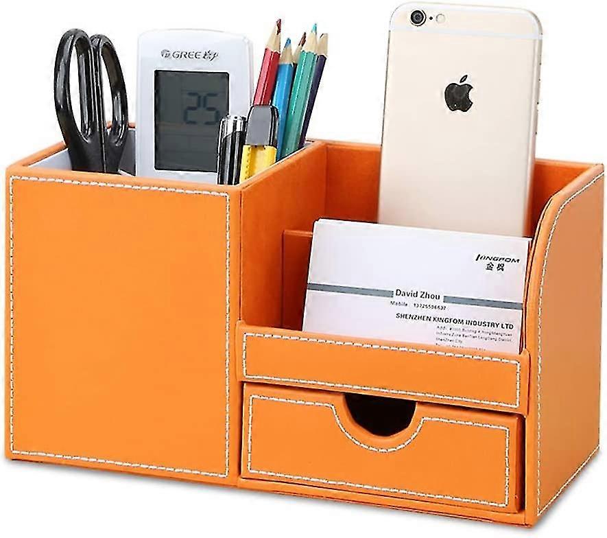 4 Multi-functional Compartments Desk Organizer (orange)