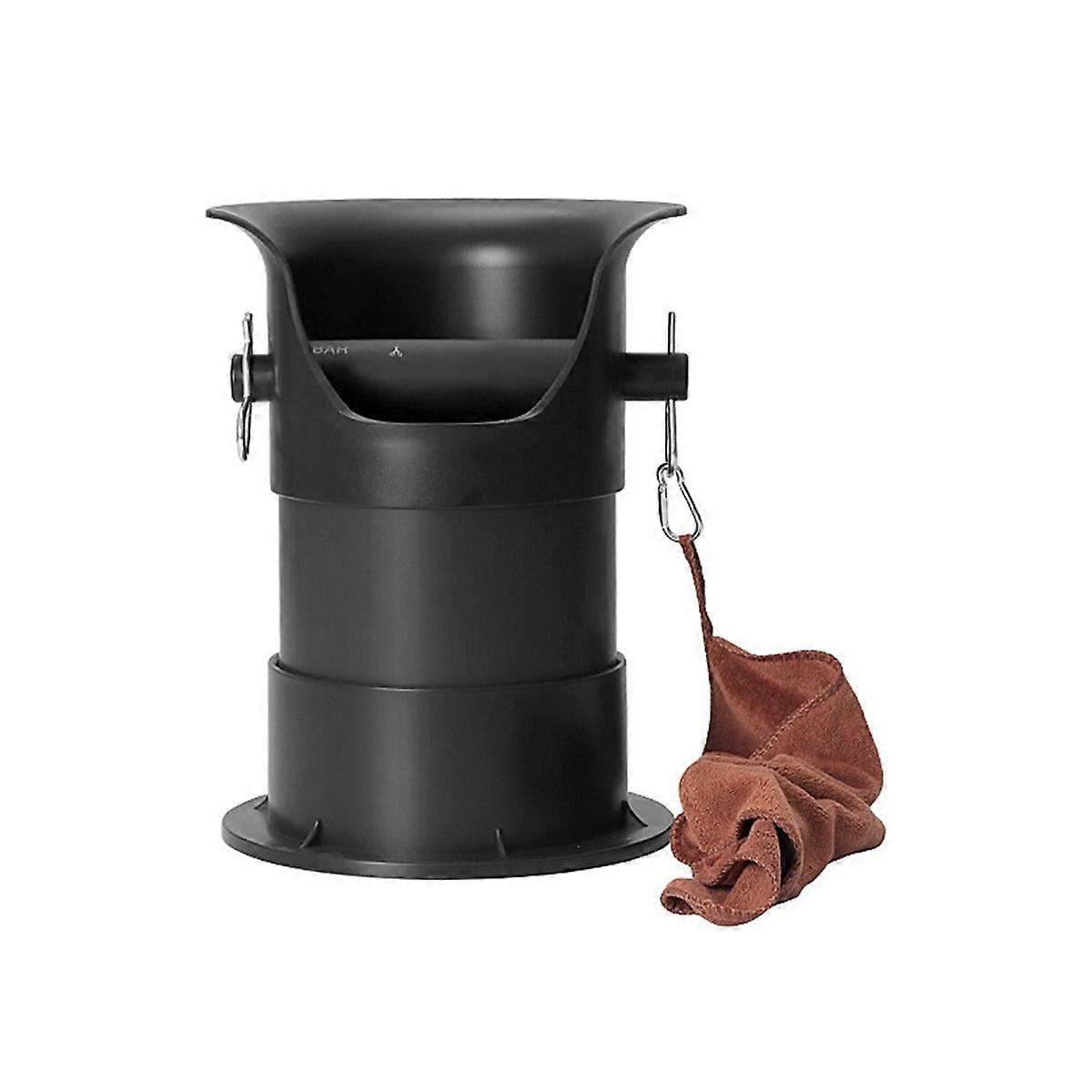 Knock Box for Espresso Grounds with Removable Non- Base, Coffee Grind Collection Dump Bin,Black
