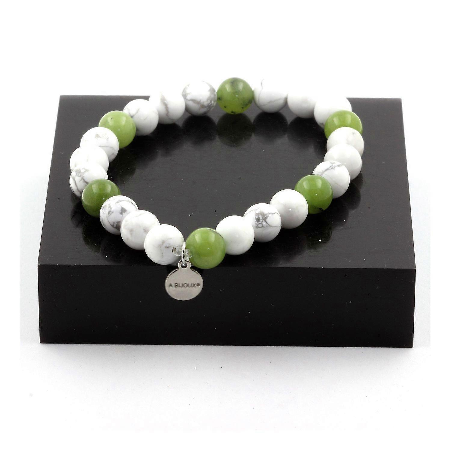 Howlite Beads + Jade Bracelet 8 mm