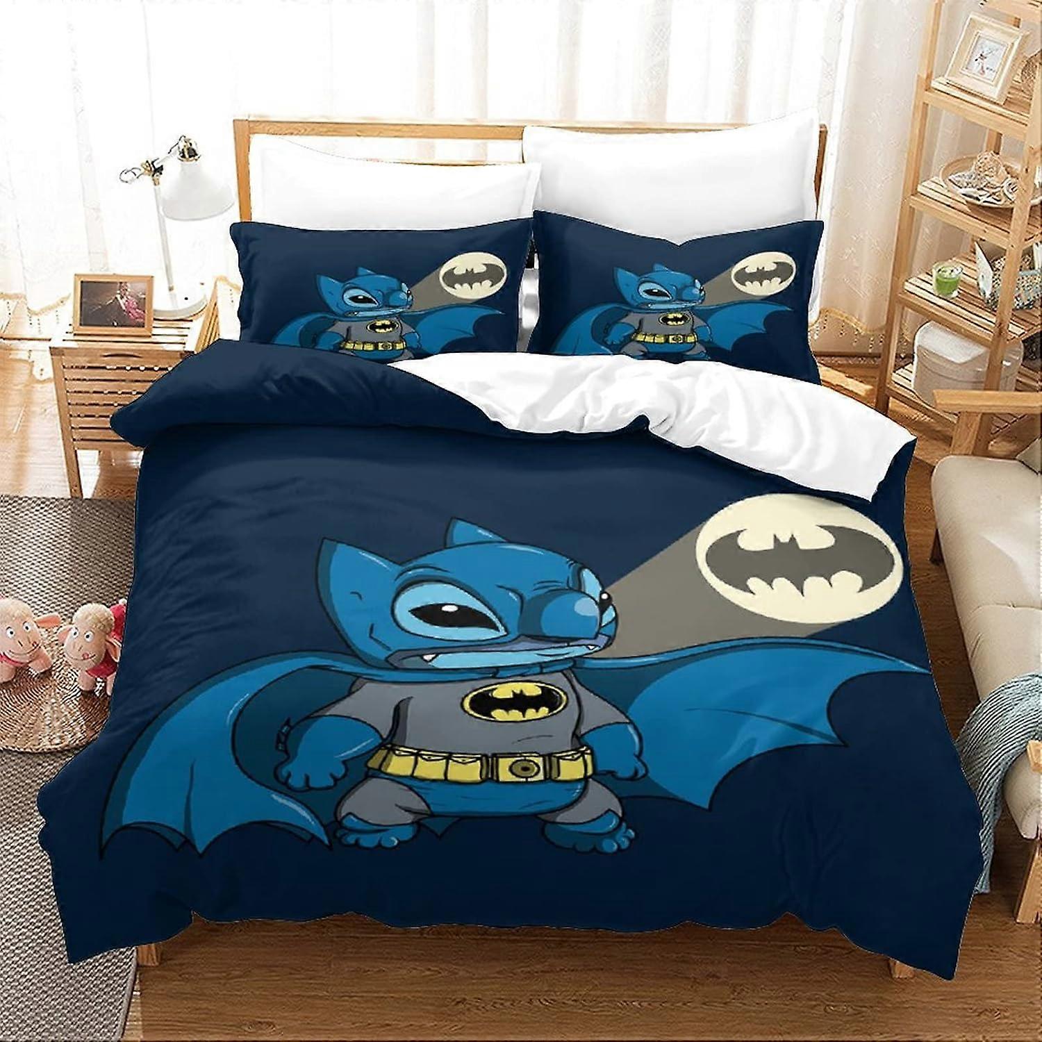 Stitch Duvet Cover D Lilo & Stitch Design Soft Microfiber Cover Breathable Duvet Cover Girls Boys Bedding Set Pieces with Zipper 135*200 CM