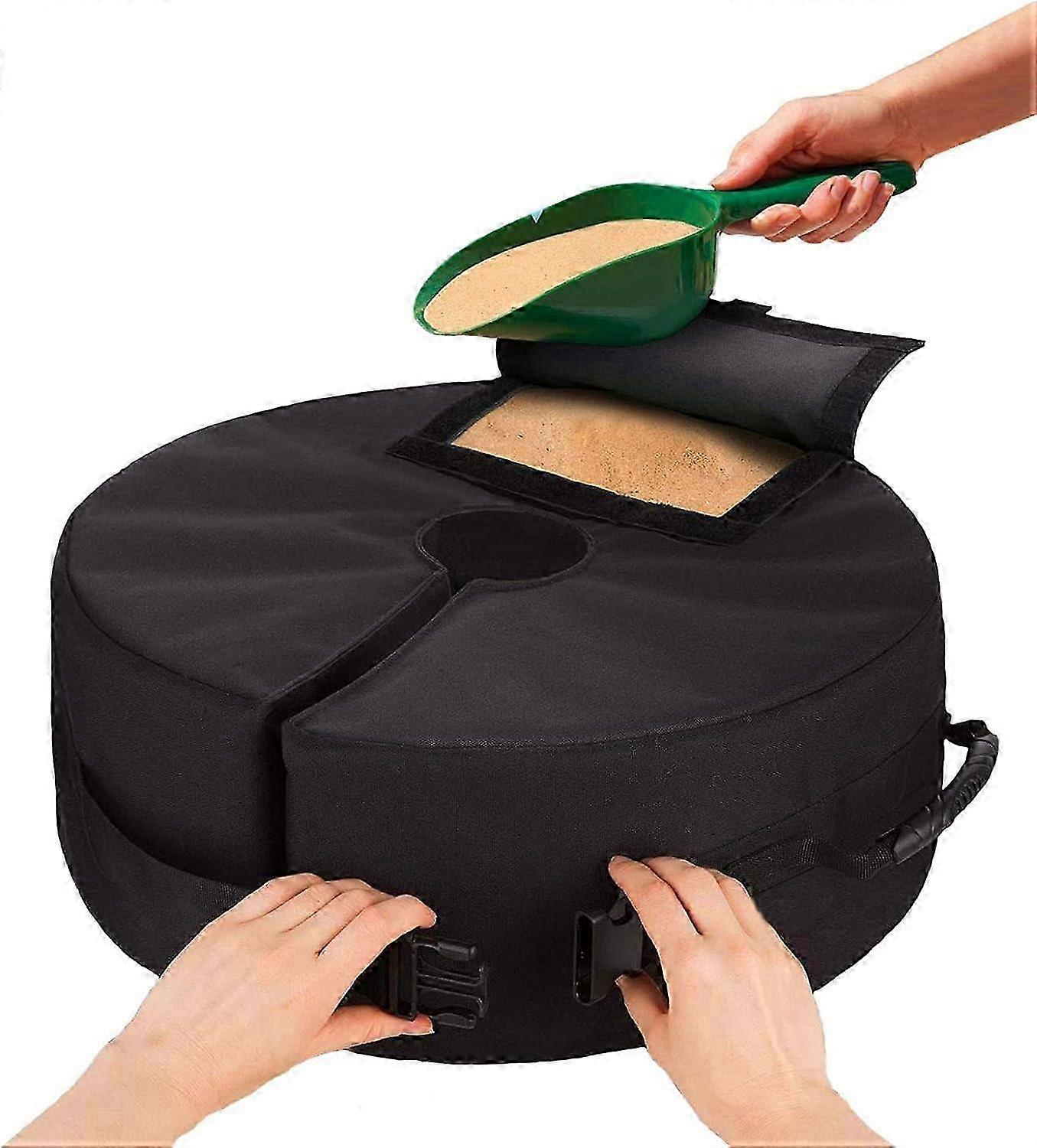 2024 New TomteNisse Round Patio Umbrella Base Weights Bag Windproof Stable Sandbags with Large Opening,Portable Base Weight Bag with Handles for Outdo