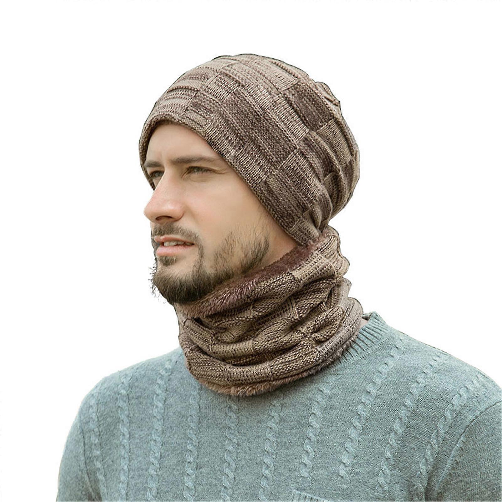 Male Warm Beanie Hat Scarf Set Windproof Warming Beanie Kit for Winter Autumn