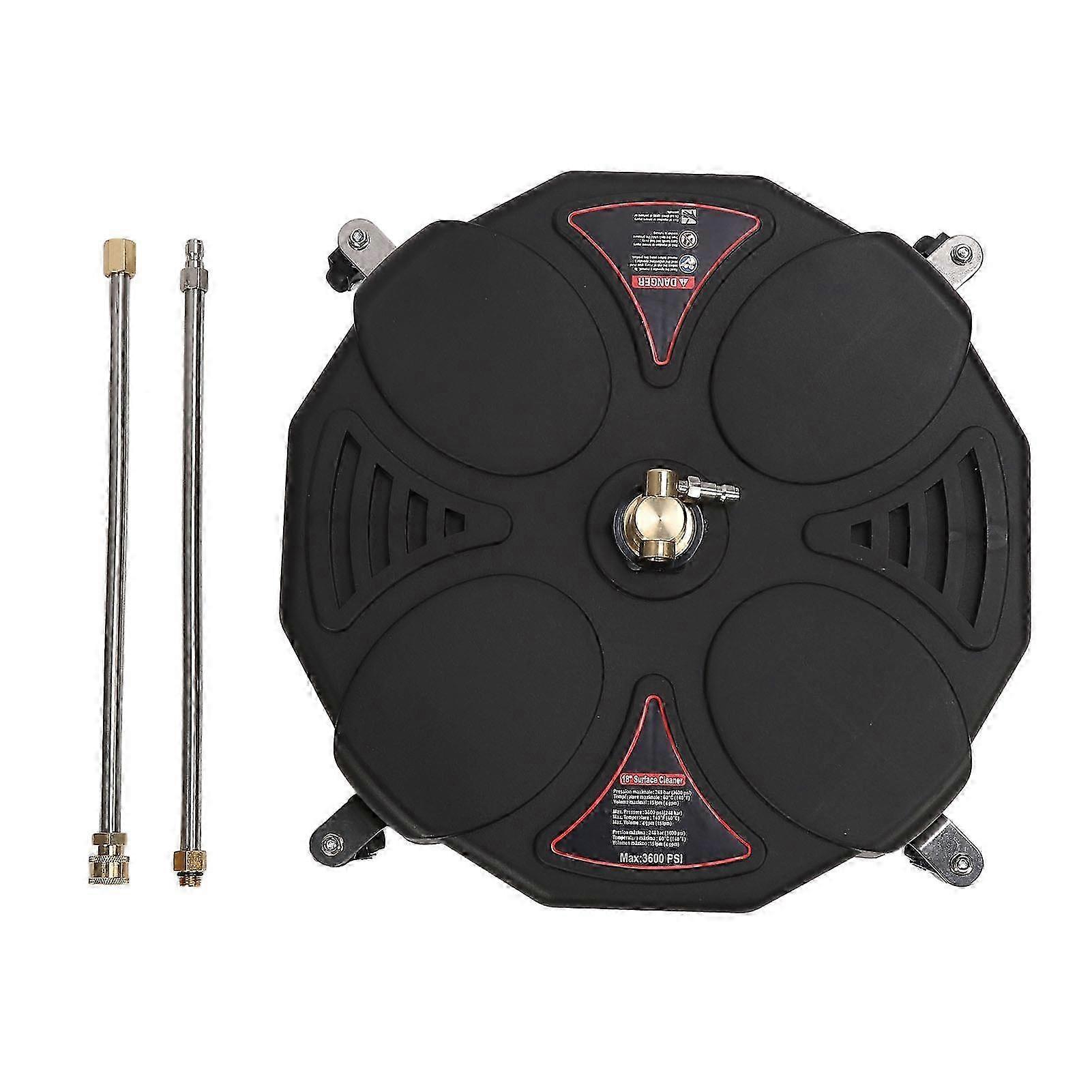 18 بوصة غسالة الضغط منظف السطح 3600PSI الفولاذ المقاوم للصدأ السلطة سطح غسالة مع 4 عجلات 2 تمديد الصولجانات لدرب الرصيف الفناء الأسود