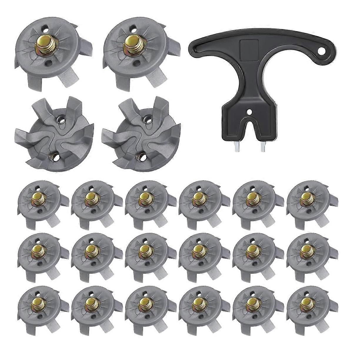 Golf Spikes Set Includes 30 Pcs Golf Cleats Replacement Golf Cleats Spanner Metal Thread Screw 6 mm