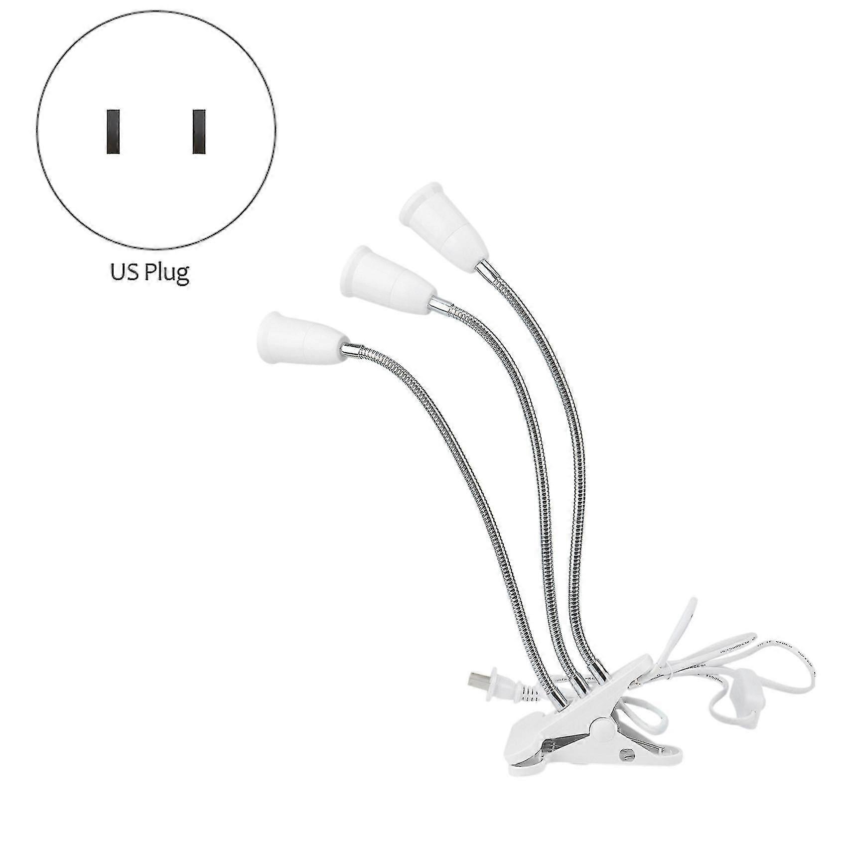 E27 Socket 3 Head Flexible Light Clip With On/off Switch Lamp Holder For Desk Light Led Plant Grow