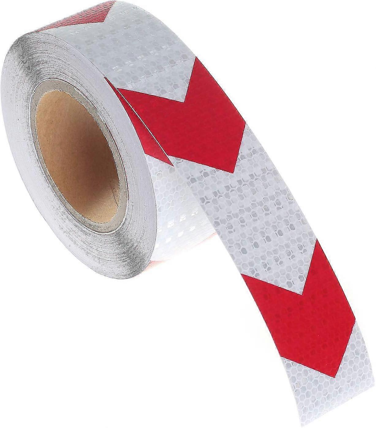 10Mx5cm Reflective Warning Tape, Reflector Safety Tape for Arrow Orientation, Warning Sign, High Visibility, High Intensity, Arrow in Red and White