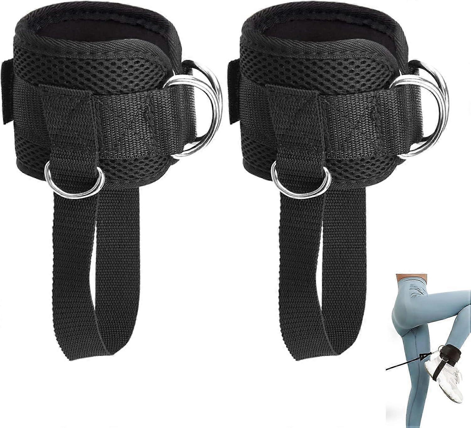 Pack of 2 Foot Straps for Cable Pull Fitness Ankle Straps Adjustable Padded Foot Loop Ankle Straps for Cable Machines