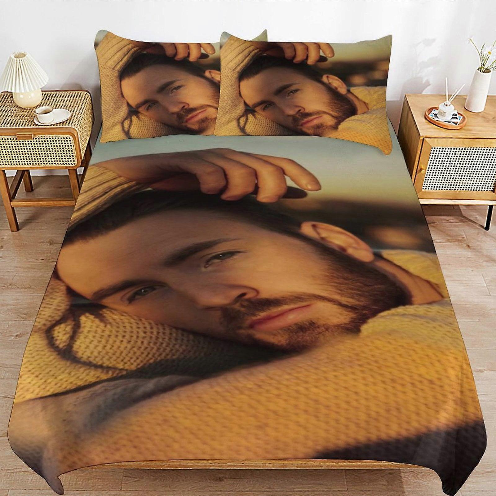 v6584 Lakan Sängkläder Chris Evans Sängkläder Ultra Mjuk Hudvänlig Påslakan 3 delar, Söt Täcke Täcke Sängset för pojkar flickor barn ( 1 