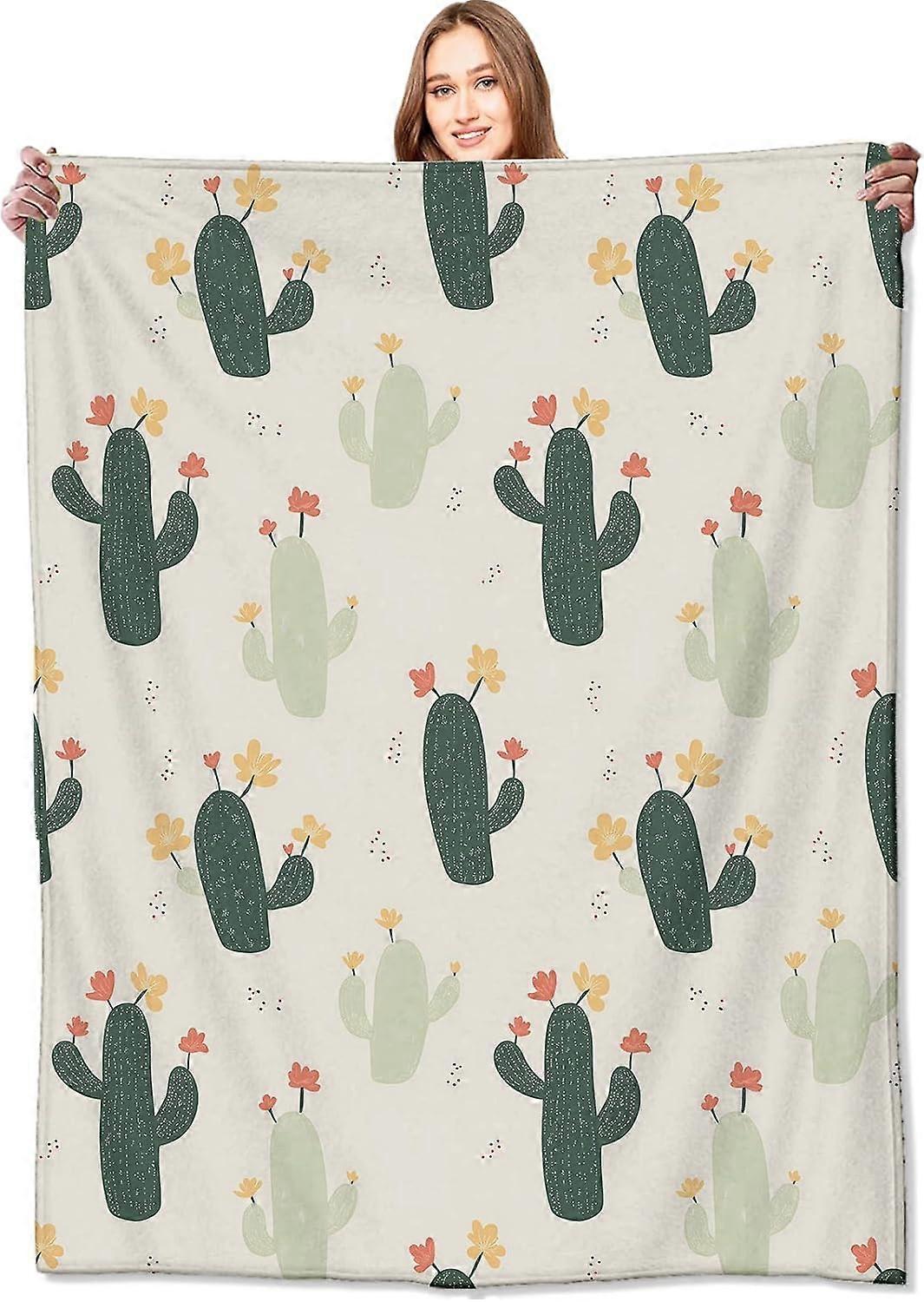 بطانية الصبار ، 60 × 80 بوصة ، صبار الباستيل اللطيف مع بطانيات رمي الزهور المزهرة ، هدايا للأطفال والفتيات والنساء ، وخفيفة الوزن ناعمة الصوف مريحة ، لأريكة الأريكة ب