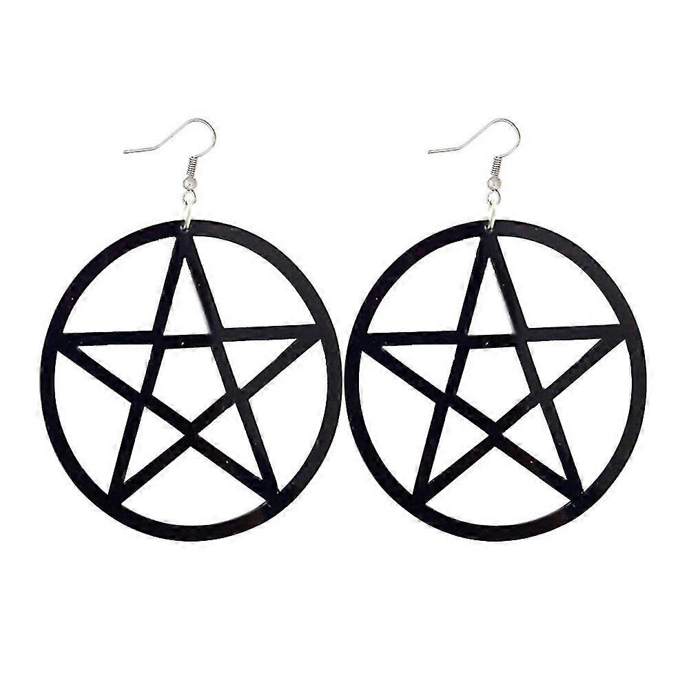 Openwork Pentagram Earrings, Pentagram Round Earrings Ornament