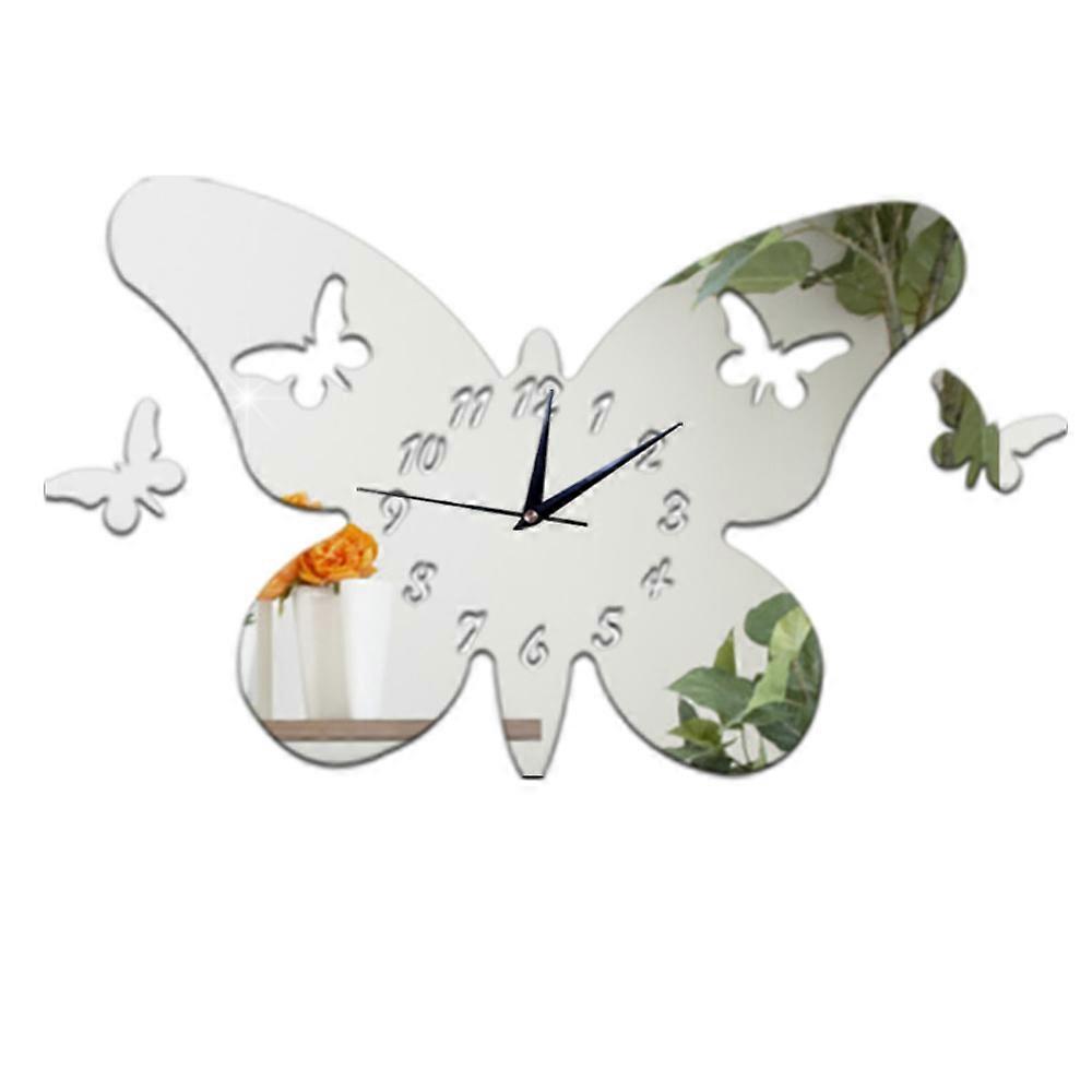 Wall Clock Creative 3D Buitterfly Mirror Moveable Sticking