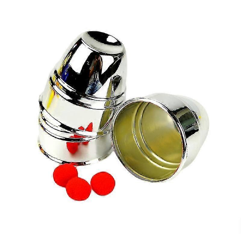 Trick Cups Red Balls Penetration Close Up Street Game Fun Classic Props