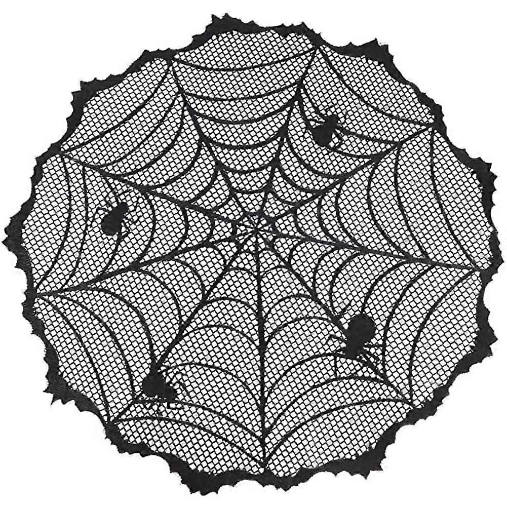 Spider Web Tablecloth Lace Mesh Halloween Tablecloth Round Table Cloth for Featival Party(Black)(1pcs)
