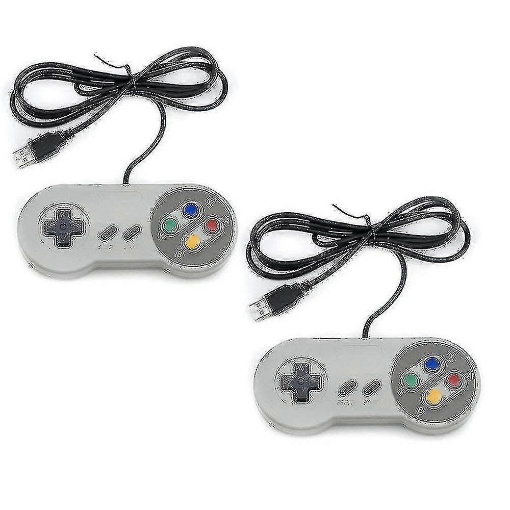 Trixes Pack Of 2 Snes Controllers - Usb Retro Gaming Joypads For Pc Computer Mac Raspberry Pi Wii U Ls Yl
