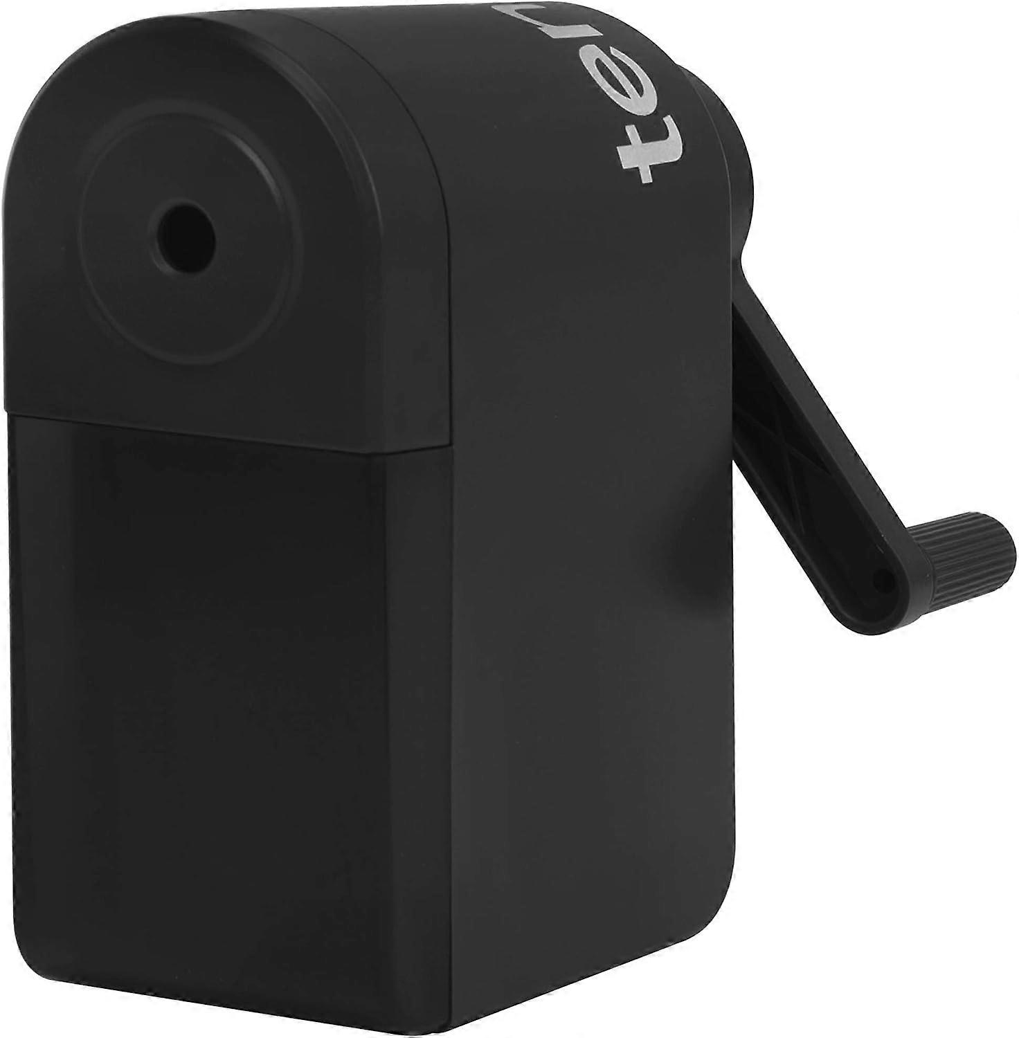 Manual Pencil Sharpener with Handle and Container Adjustable Points Charcoal Sharpener Desktop Graphite Pencil Sharpener,Kid Friendly (Black)