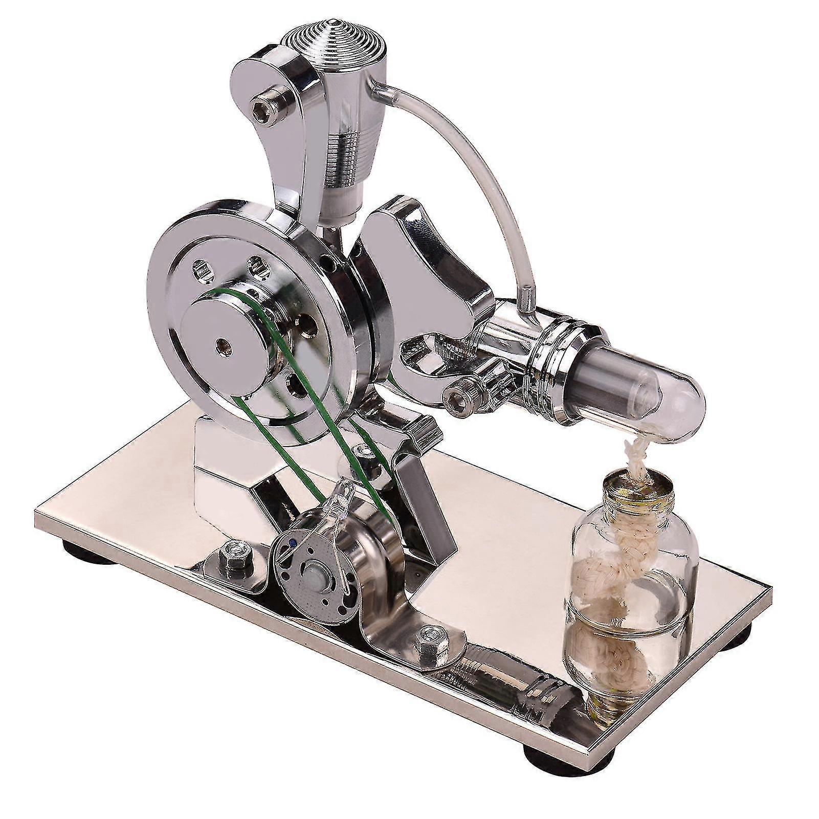 熱風スターリングエンジンモータモデル、 LED 付きアルミニウムリス型発電機