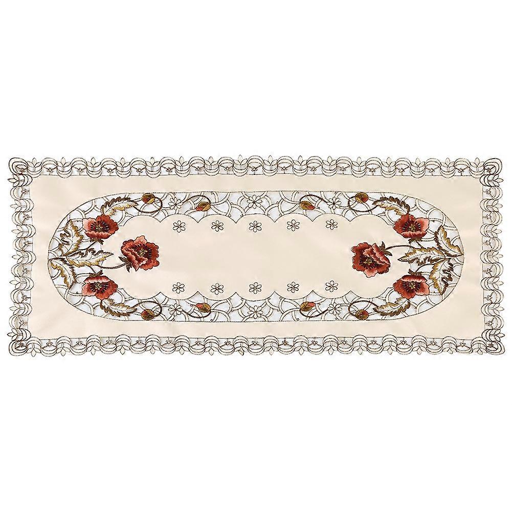 Red Floral Flower Hollow Embroidered Table Runner Tablecloth Cutwork Table Decor Rectangle