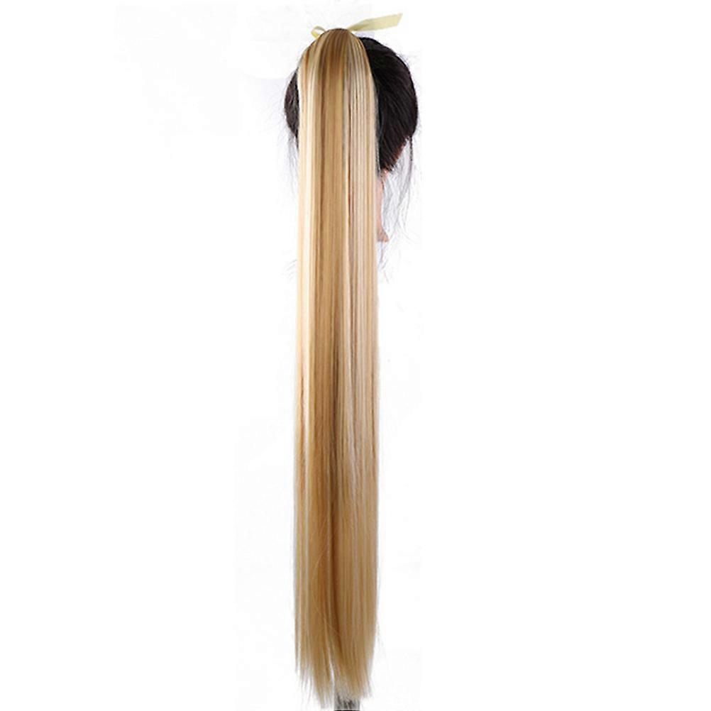 32 pouces de long queue de cheval droite extension de cheveux postiche fibre résistante à la chaleur queue de cheval synthétique postiche compatible Fille Dame Femme