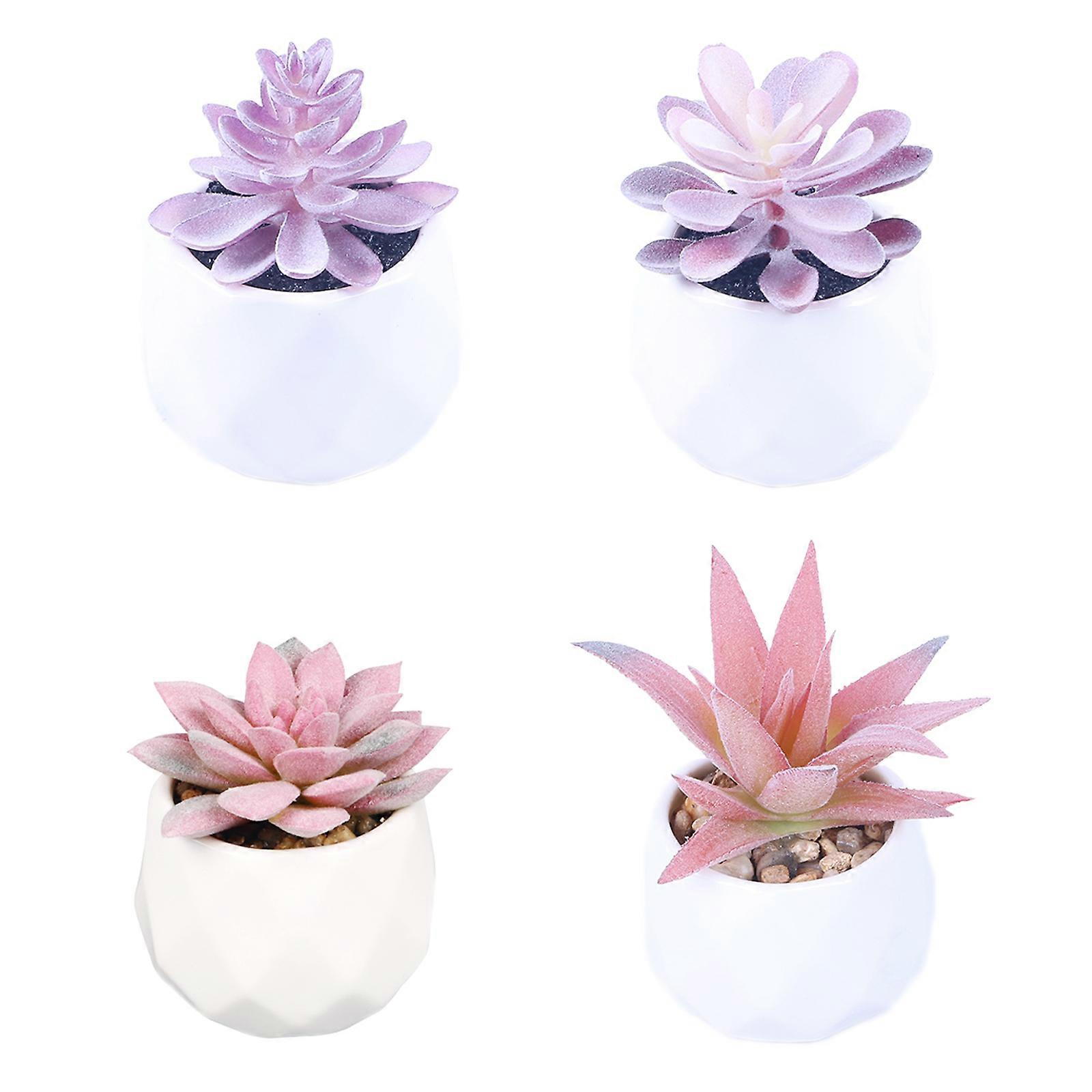4PCS Artificial Mini Succulent Pots High Simulation Aesthetic Green Plants Pots compatible Kitchen