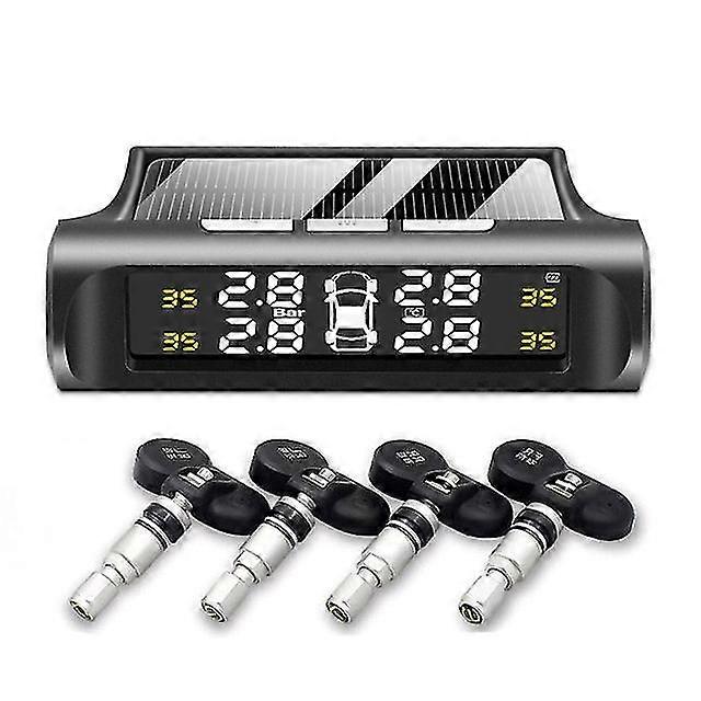 YH Smart Car Tpms Tire Pressure Monitoring System Solar Power Digital Tmps Lcd Display Usb Auto Security Alarm Tire Pressure Sensor