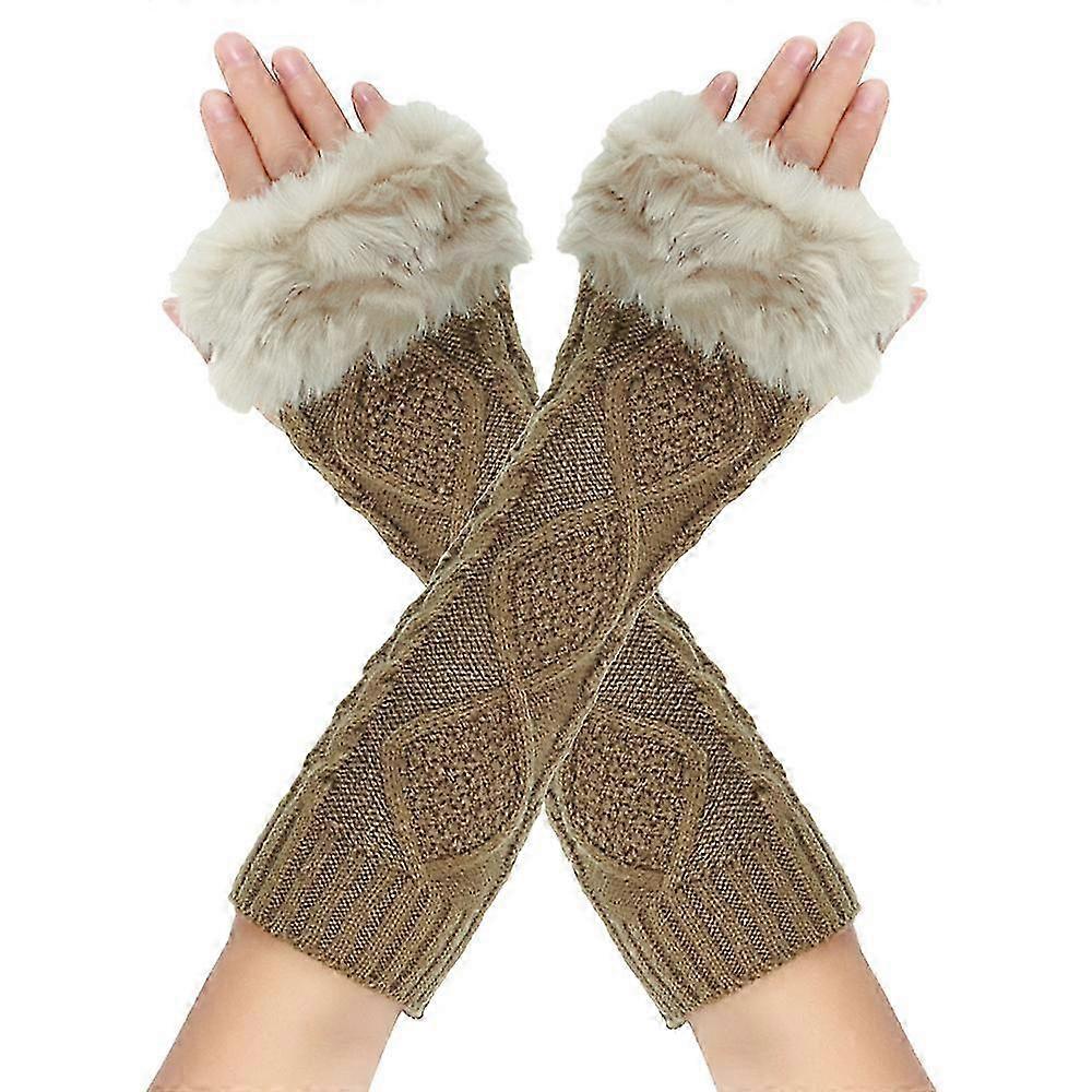 Long Faux Fur Arm Warmer Sleeves, Women's Fingerless Gloves for Winter, Soft Material, Stylish Warmth, One Size