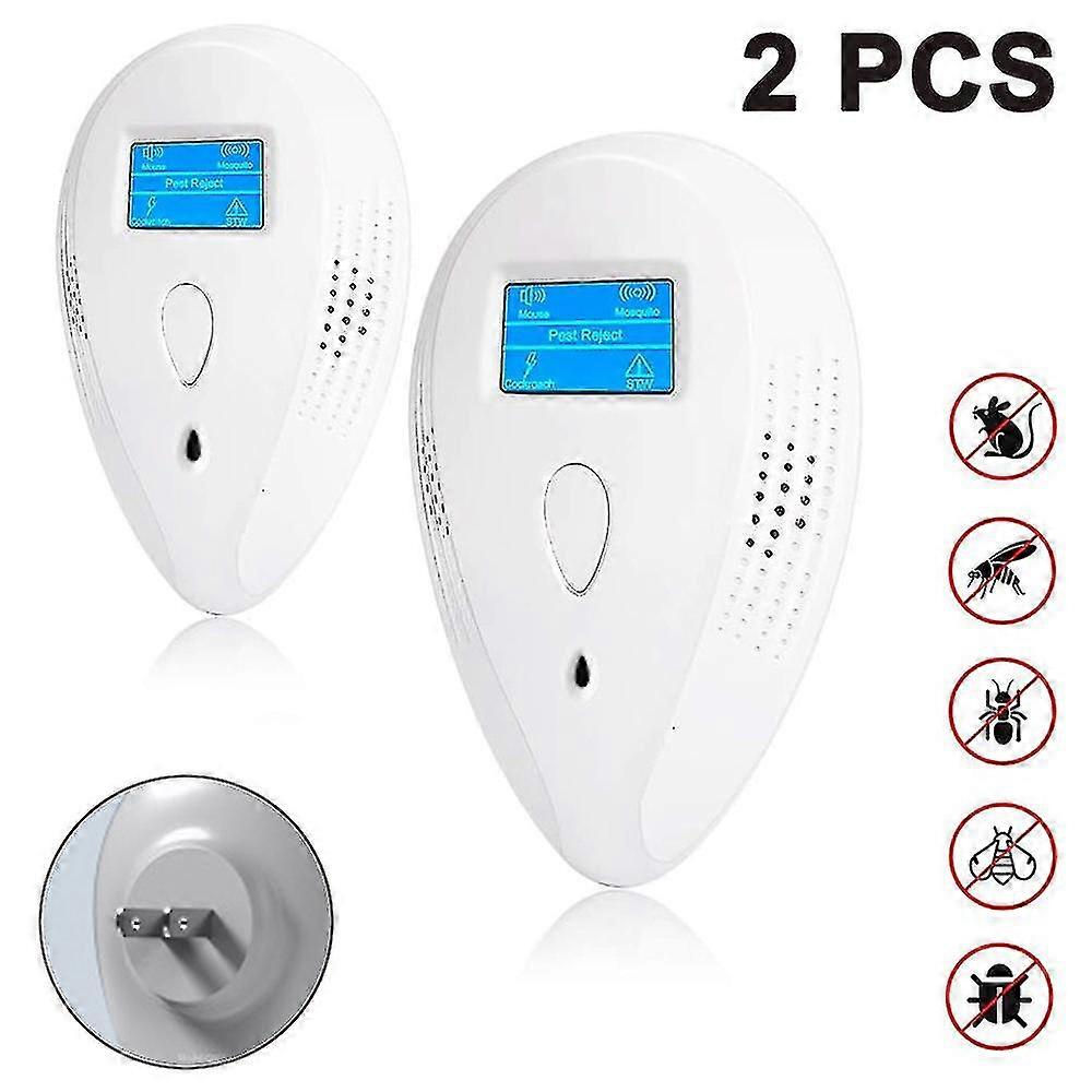 2 Pcs Ultrasonic Pest Repeller - 3 Levels Adjustable Triple Wave