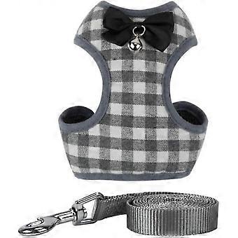 Dog / Cat Harness Soft Breathable Comfortable Walking Lead for Small Dogs Puppy MZ123 (M, Gray)
