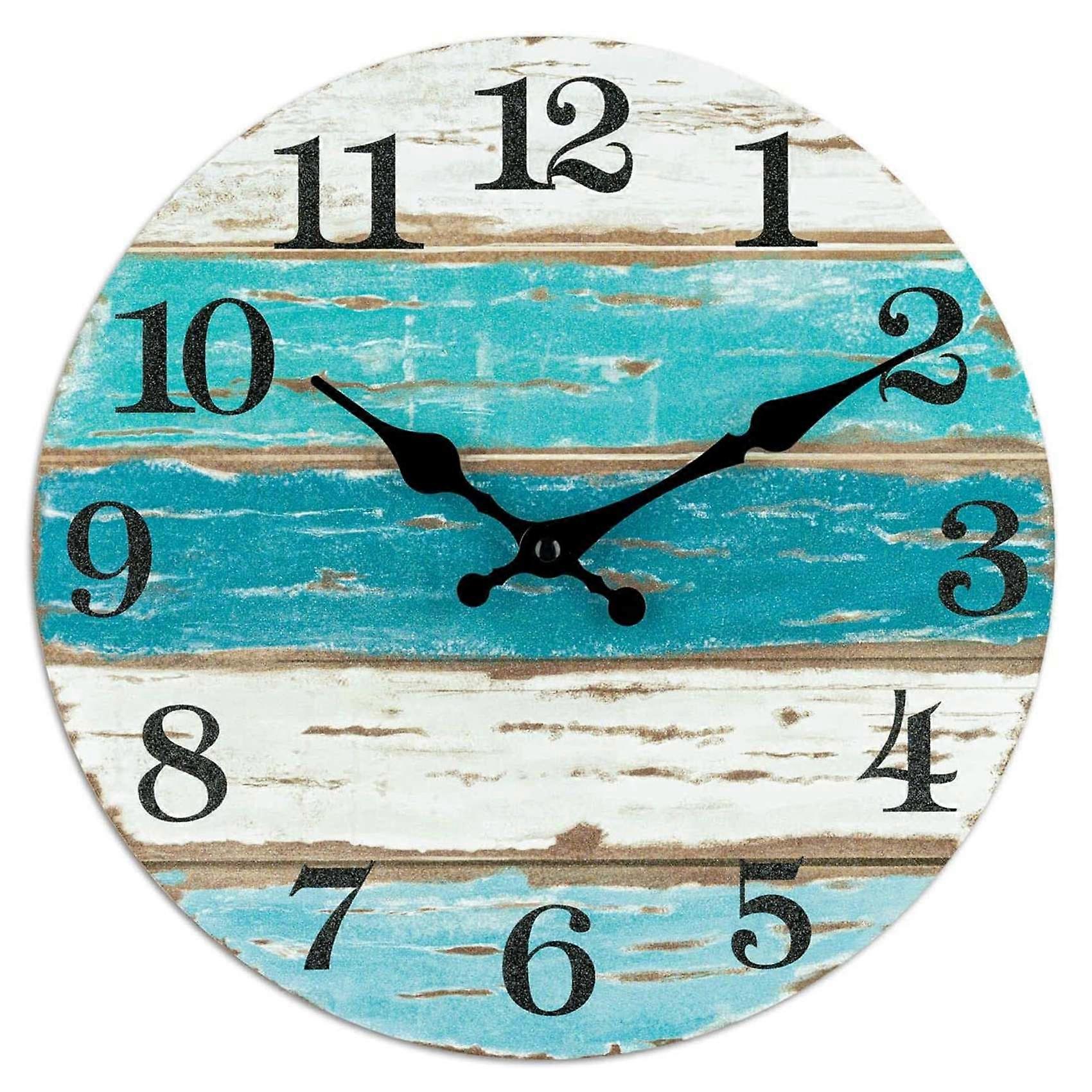 Wall Clock-Beach Blue Wall Clocks Battery Operated Silent Non-Ticking, Kitchen Living Room Office 1