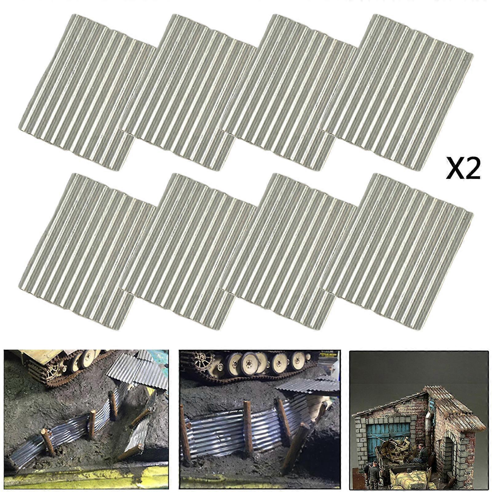 16x 1/35 Steel Shed Corrugated Tile,Sand Table Miniature Architecture House,Factory Building Scene Layout