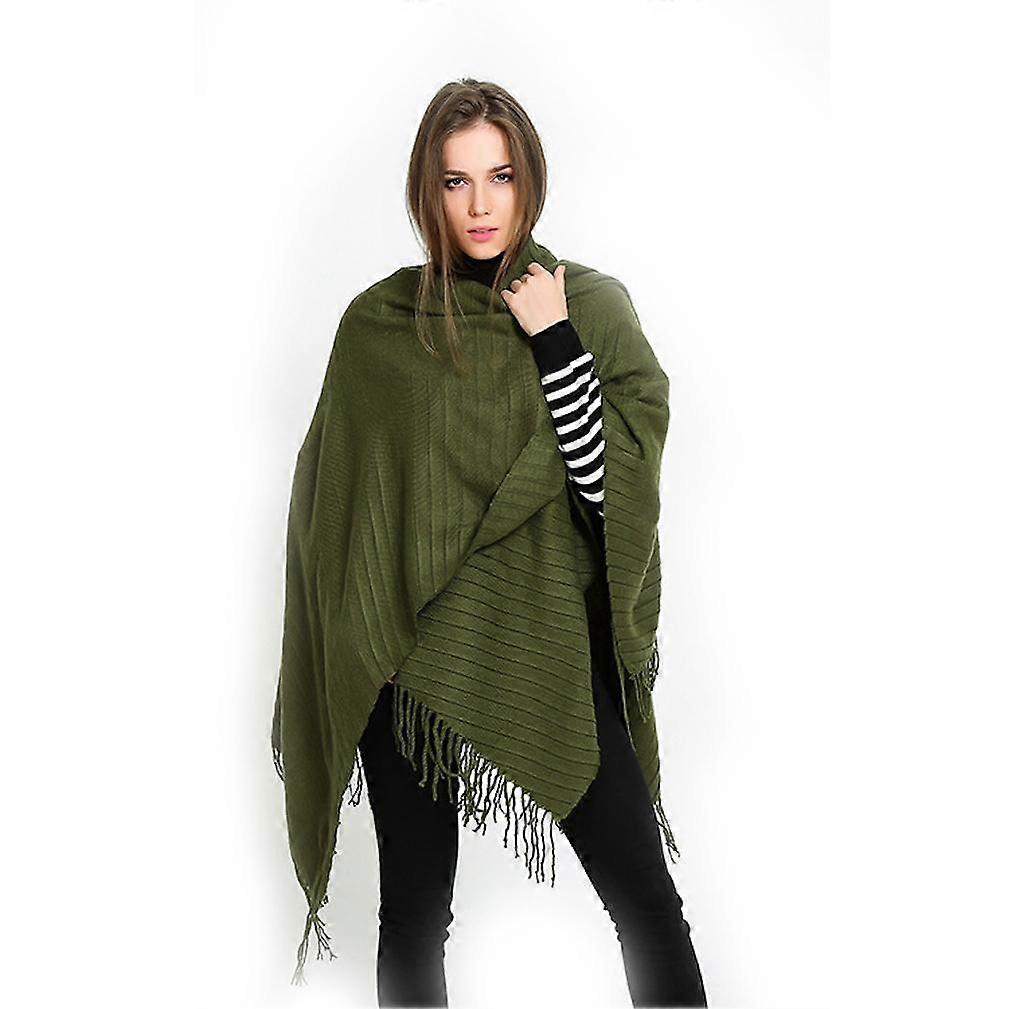 Pashmina Shawl Scarf Open Front Poncho Winter Cardigant with Tassel for Lady
