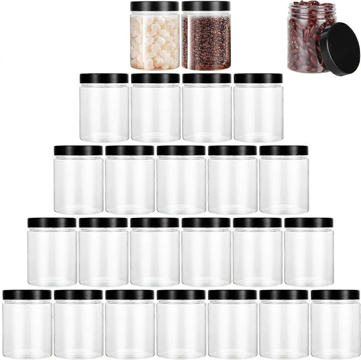 20 st plastflaskor med svarta lock, 250 ml behållare
