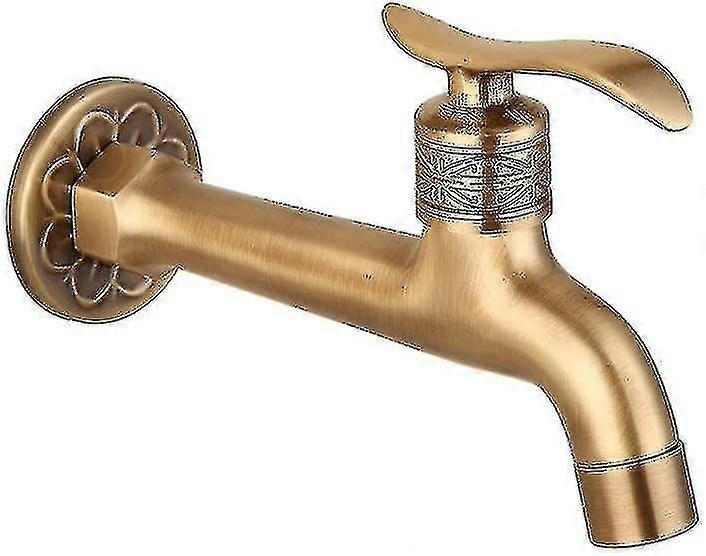 Antik messing vandhane håndtag vaskeri badeværelse vægmontering vaskemaskine vandhane Udendørs Garden Enkelt slange kold vandhane