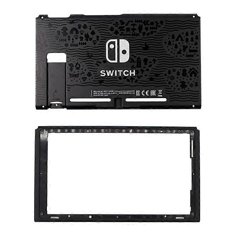Black Rear Back Cover Replacement Housing Shell Case Bottom for Nintendo Switch Backplate with Frame