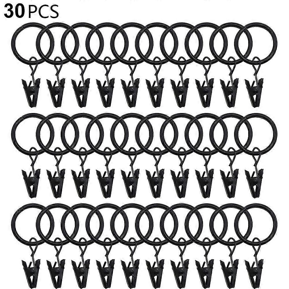 Curtain Rings, Metal Solid Rustproof Curtain Clips With Rings, 30 Pcs