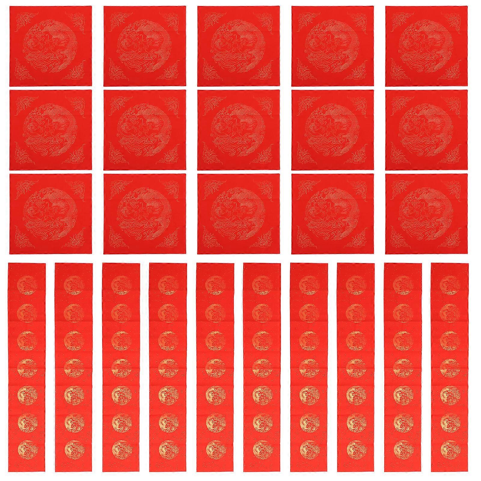 1 Set Rouge Xuan Papier Bricolage Couplet Papier Sept Caractères Couplet Papier Fu Caractère Papier