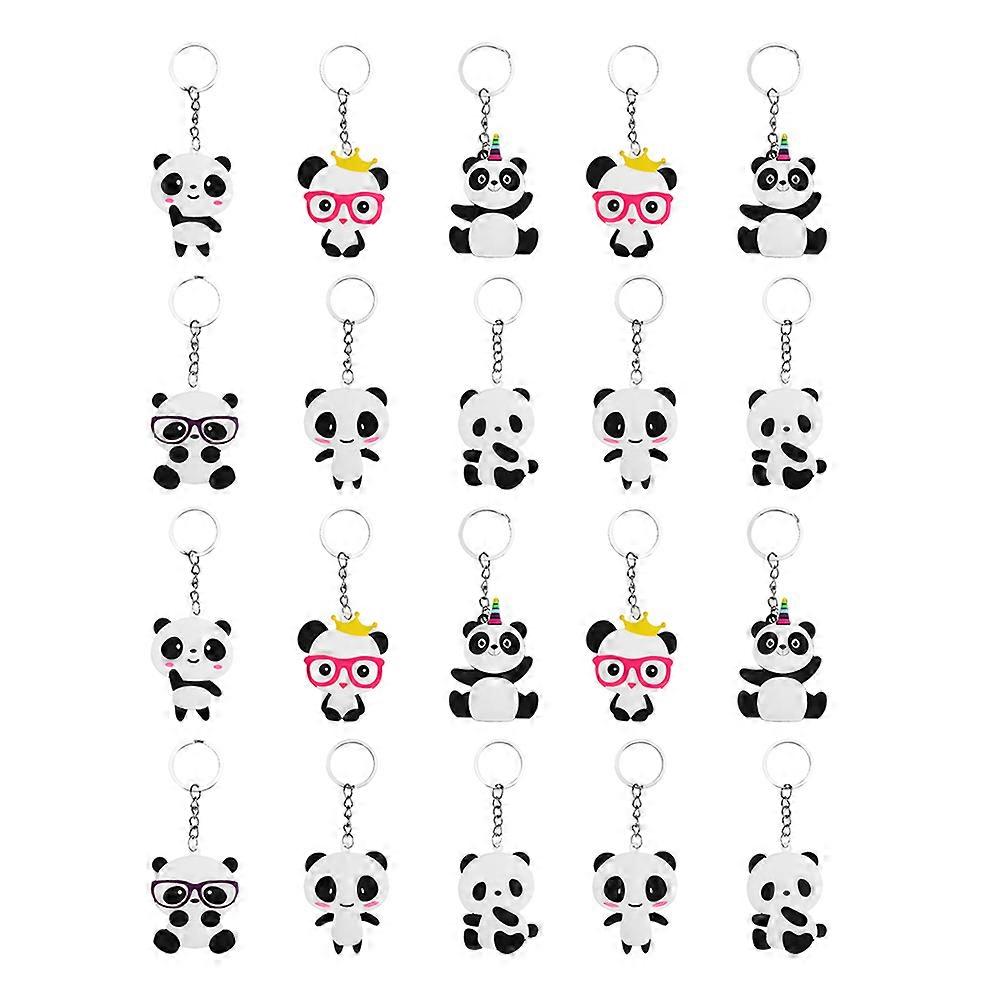 20pcs Cartoon Panda Key Pendants Backpack Hanging Decors Multipurpose Panda Keychains