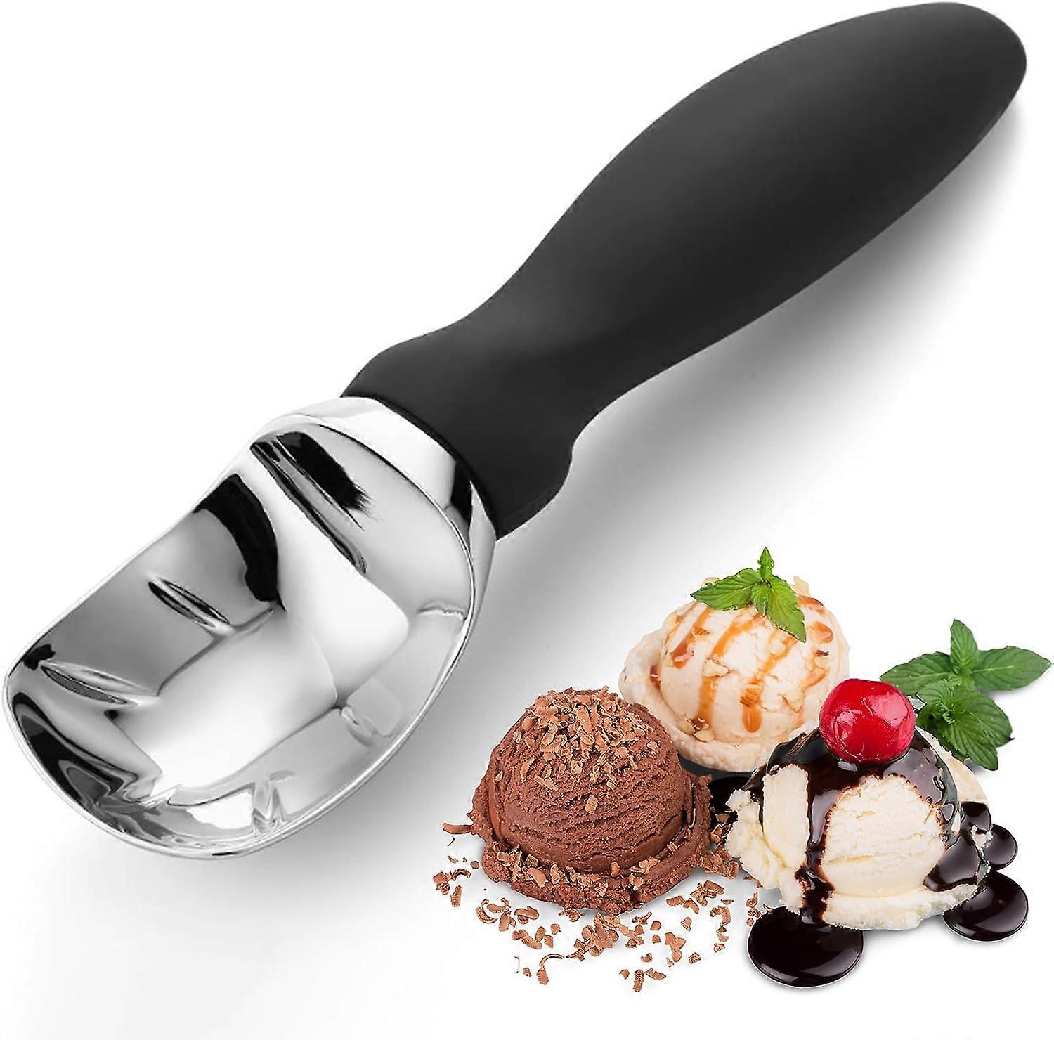 Ice Cream Scoop, Perfect Shape Scoops Every Time, Ideal for Frozen Treats, Cookie Dough, Melons and More (Black)