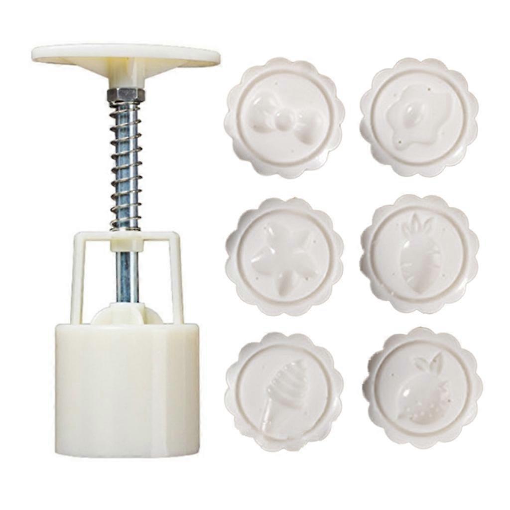 Plastic Material Moon Cake Mold 50g 6 Pieces Pattern Hand-Pressure Mooncake Mold