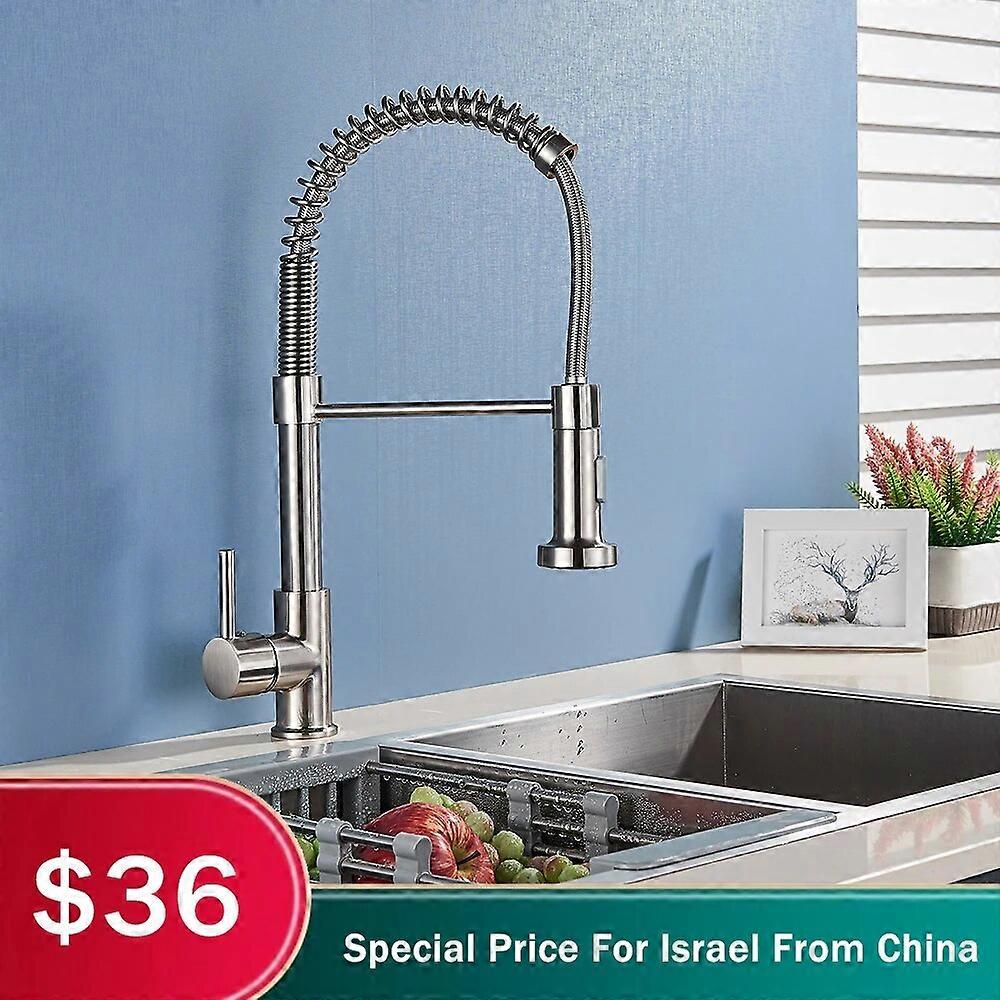 Chrome Kitchen Faucets Brass Faucets for Kitchen Sink Single Lever Pull Down Spring Spout Mixers Tap Hot Cold Water Crane
