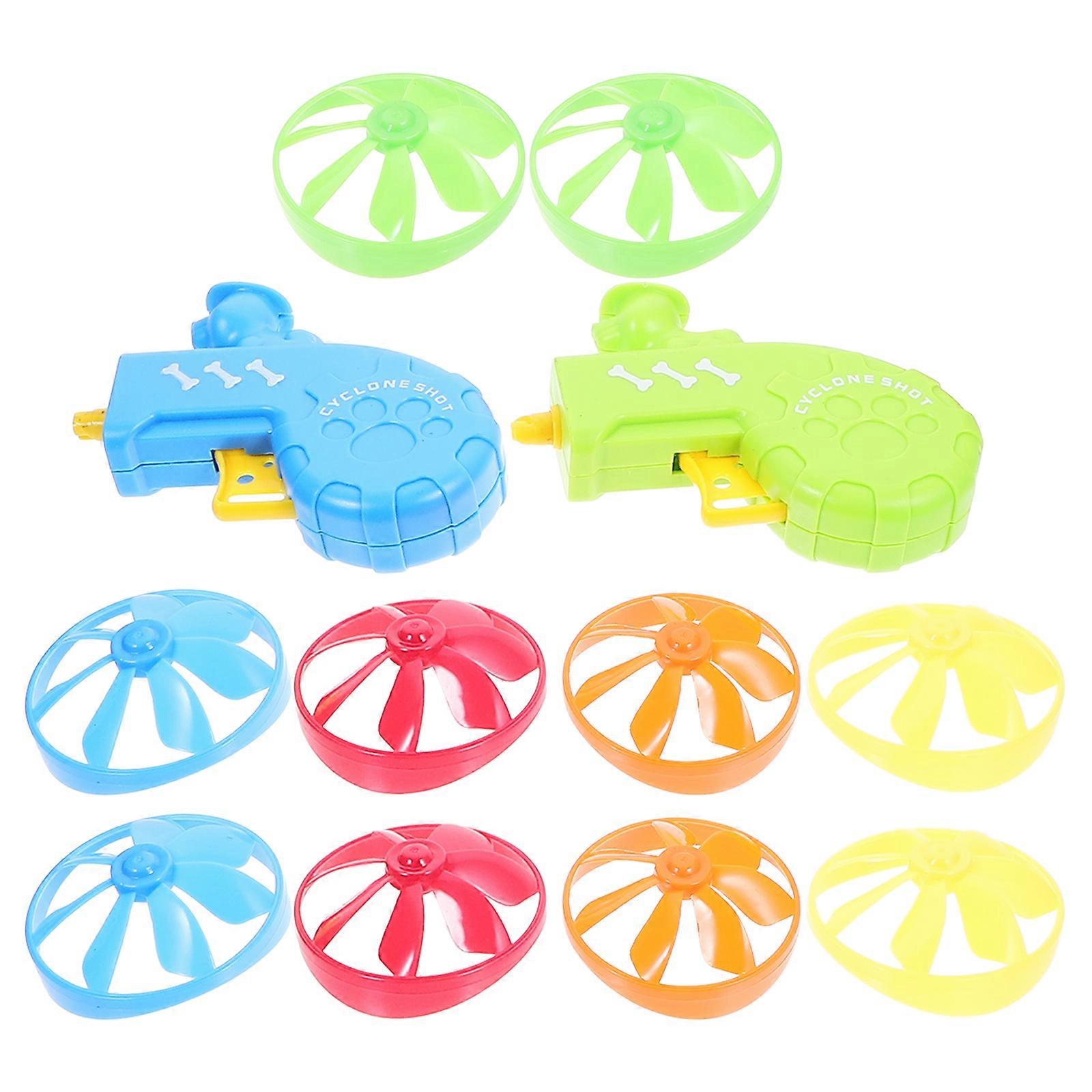 2 Sets of Flying Disc Saucer Launcher Cat Fetch Toy Flying Propellers Interactive Exercising Toy Random Style