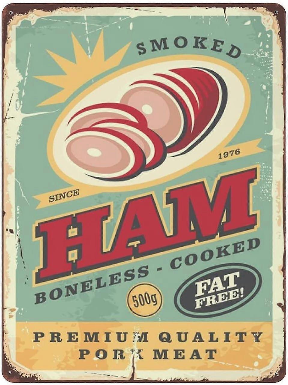 スモークハム錫サインメタルプラークアートハンギングアイアンペインティングレトロな家のキッチンガーデンガレージの壁の装飾12 "x8"