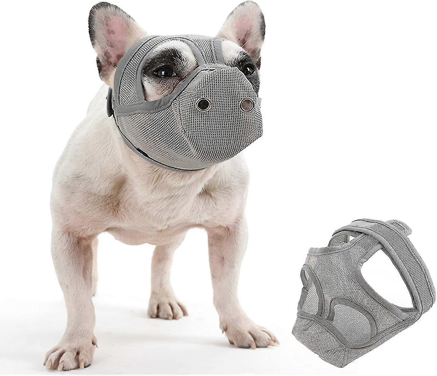 Dog Muzzles,bulldog Muzzle Adjustable Breathable Mesh Dog Muzzle Can Stick Out Tongue And Drink Water Anti-biting