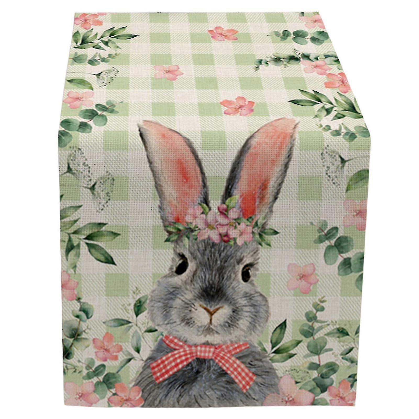 Table Runner Clear Printing Vibrant Color Happy Easter Bunny Pattern Table Cloth Decoration Home Decor