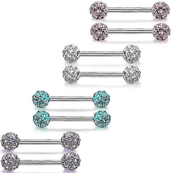 RVS Tong Tepel Ring Geperforeerde Barbell [Roze]