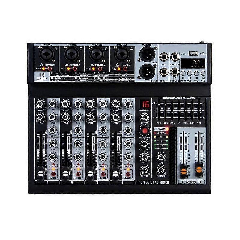 4 Channel Audio Mixer Digital Mixer Sound Card Microphone Live Broadcast Computer Recording DJ Audio Equipment EU Plug