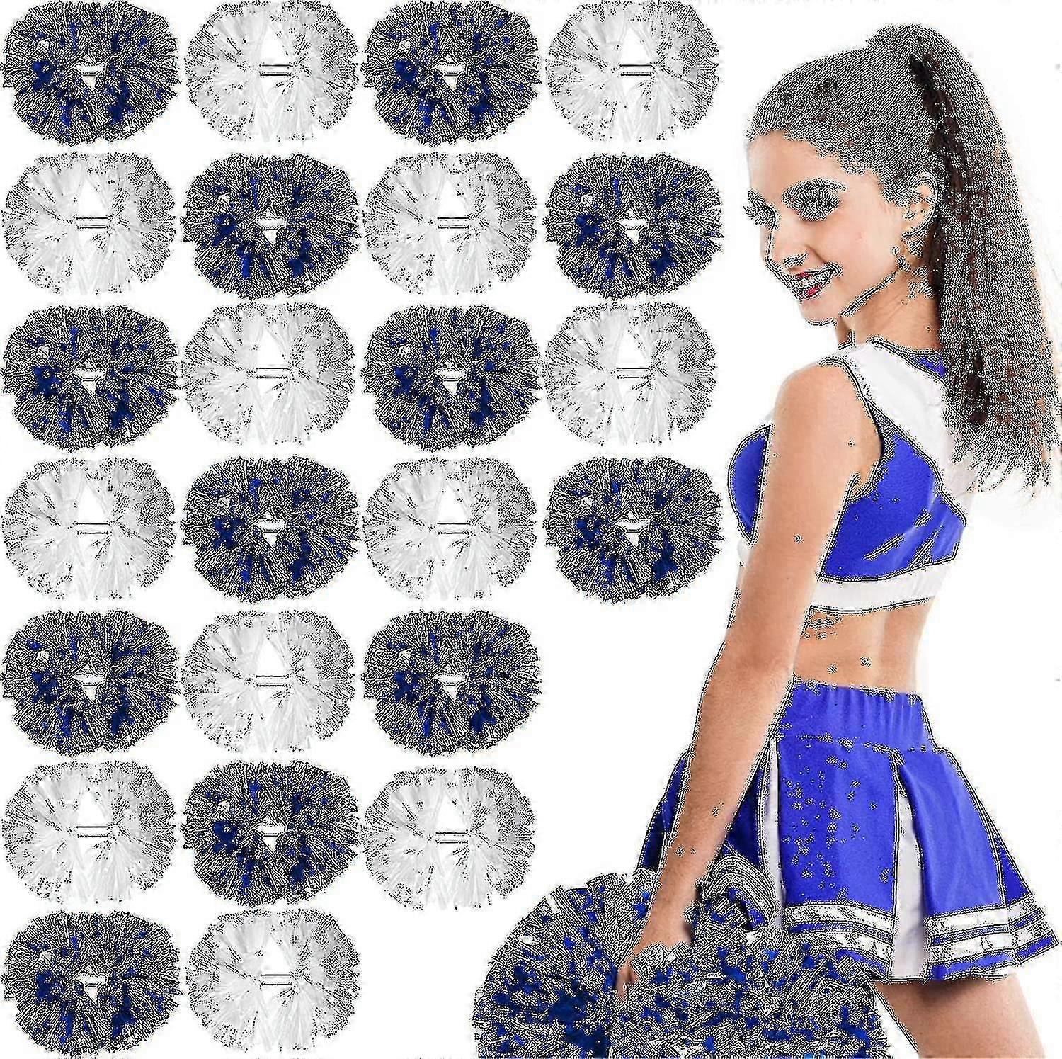 24 Pack Metallic Cheerleading Pom Pom 12 polegadas Cheerleader Pom Poms Com Batuta