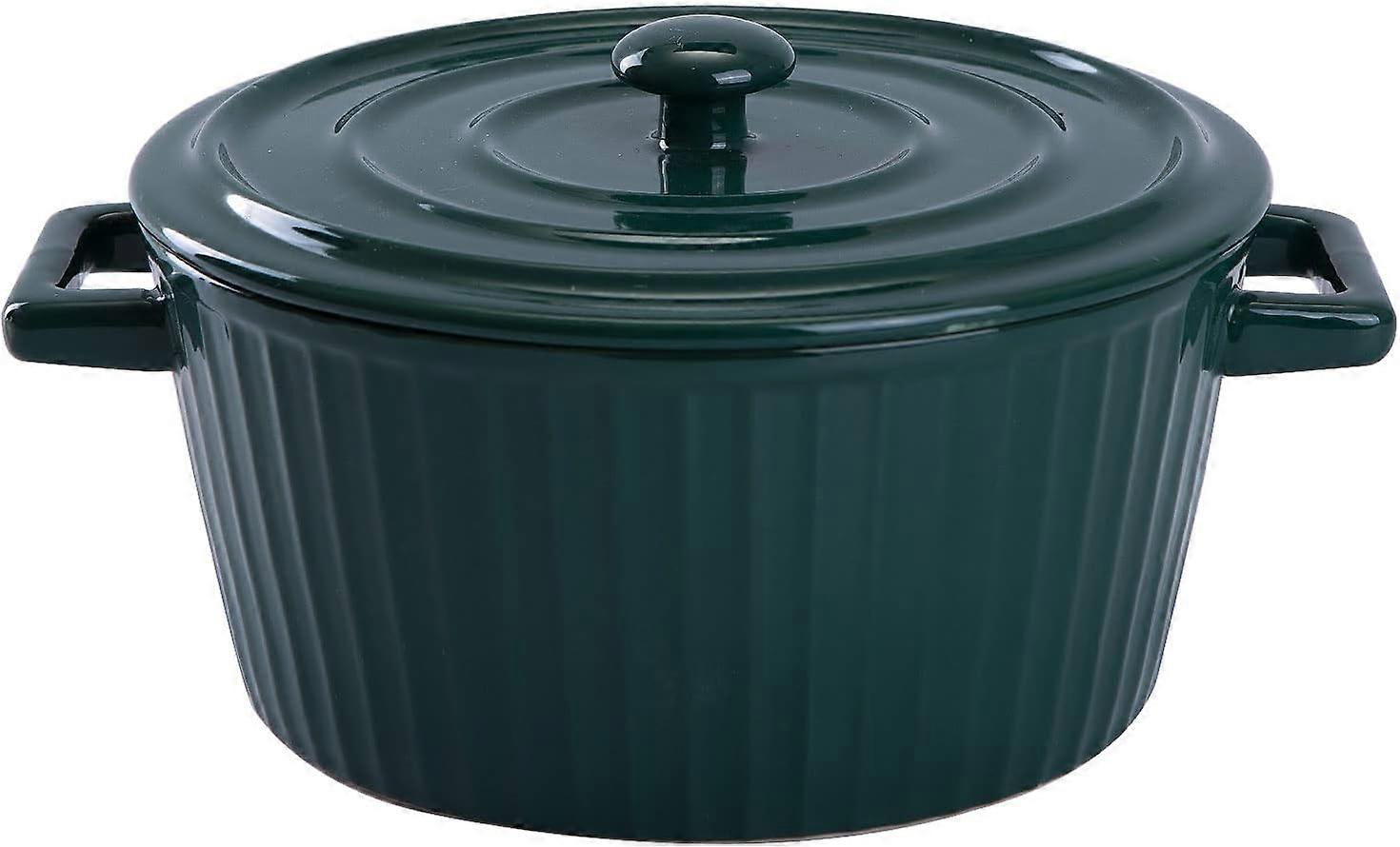 תבנית קרמית צבעונית עם מכסה, תבנית קרמית בנפח 1 ליטר, לאפייה בתנור, ירוק