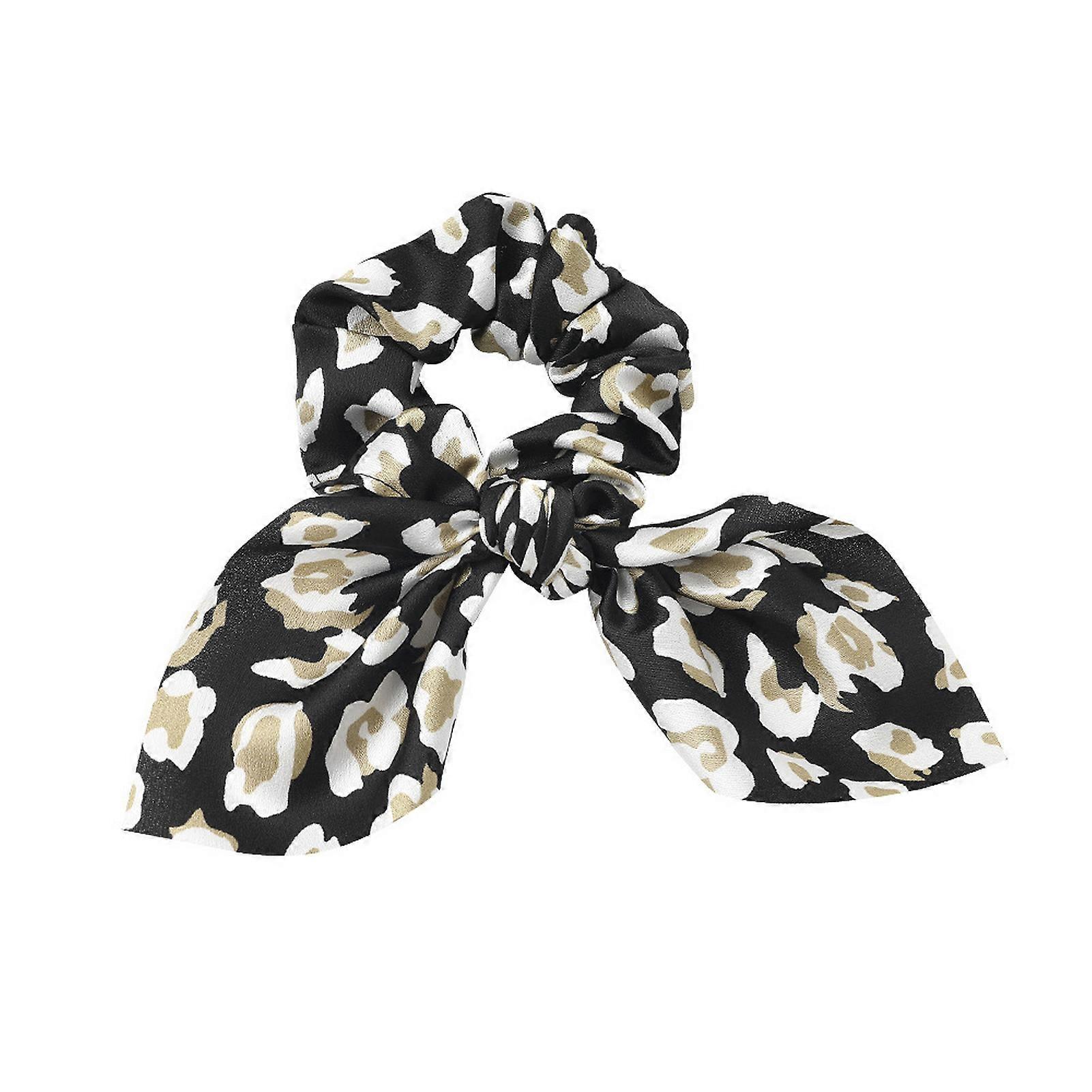 Rabbit Ear Hair Ring Leopard Print Smooth Satin Hair Tie High Elastic Scalp Protection Hair Scrunchie Hair Accessory