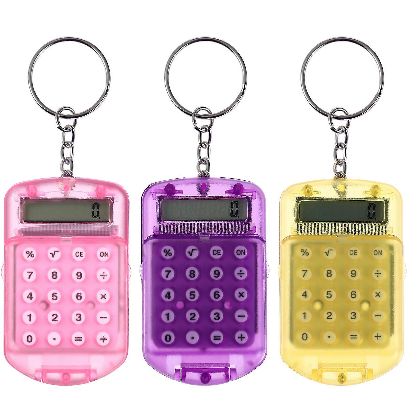 3pcs Keychain Calculators Pocket Calculators Key Ring Portable Mini Student Calculators