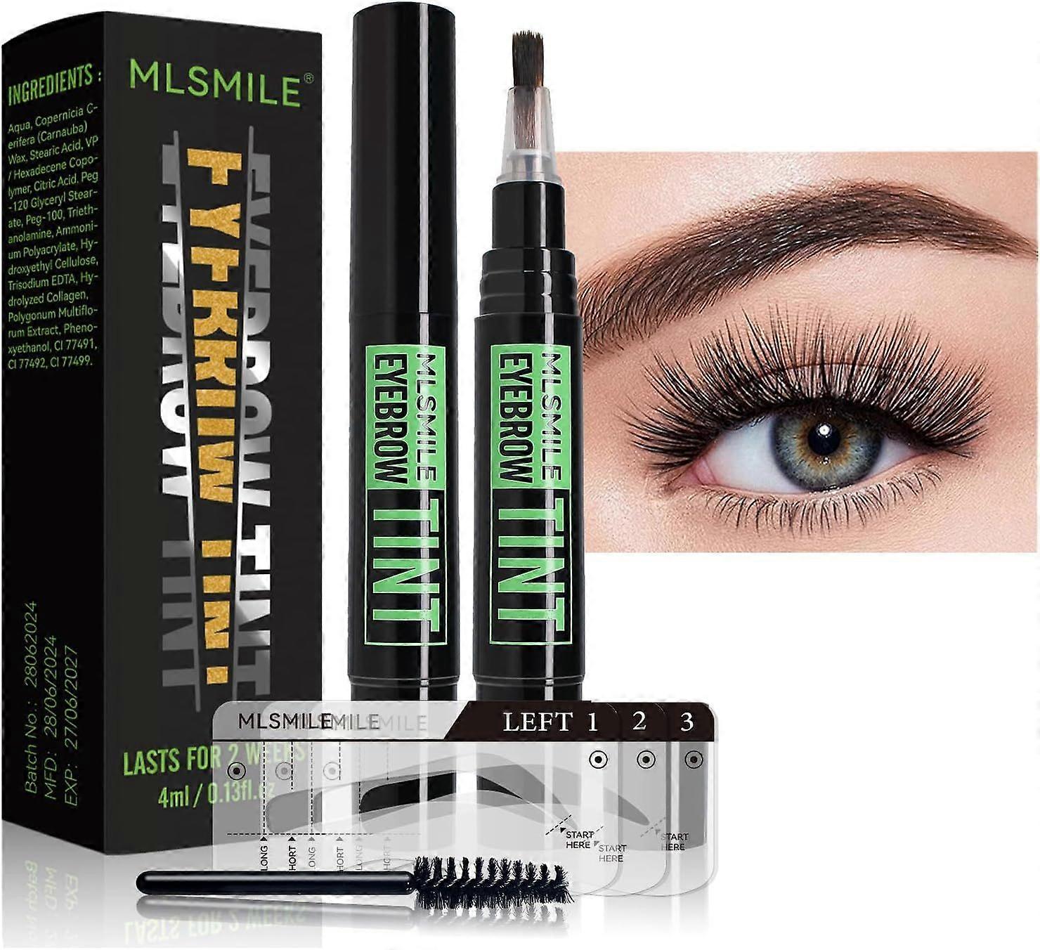 Eyebrow Tint, Semi-permanent 2 Weeks Lasting Eyebrow Tint Pencil Waterproof Eyebrow Dye Gel,Eyebrow Colours,Eye Brow Dye Brow Cards Brushes